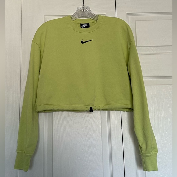 Nike Tops - Nike Women's Lime Green Draw Cord Cropped Hoodie - Size S - EUC